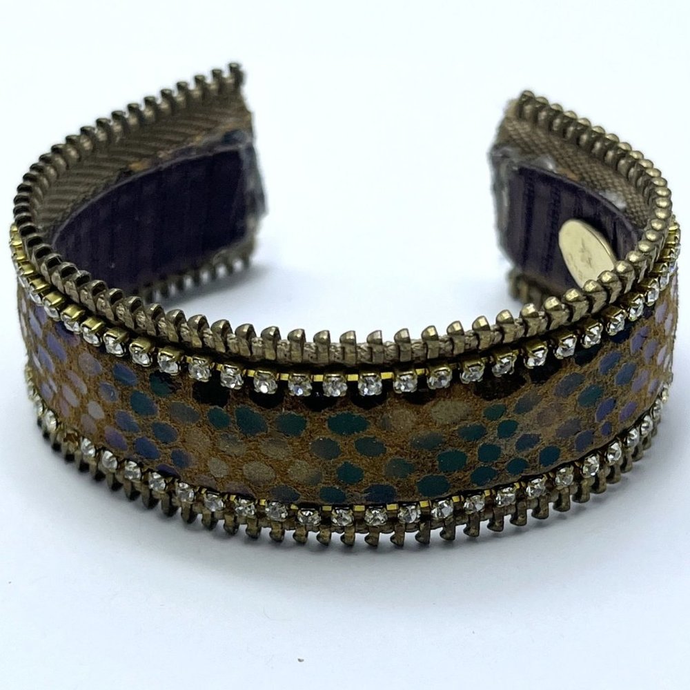 Bee Charming Leather Zipper Cuff Bracelet